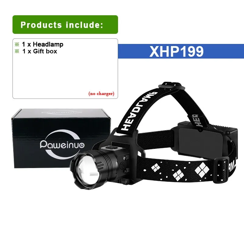 1000000 Lumens Ultra Powerful Headlight Rechargeable Outdoor Torch Flashlight