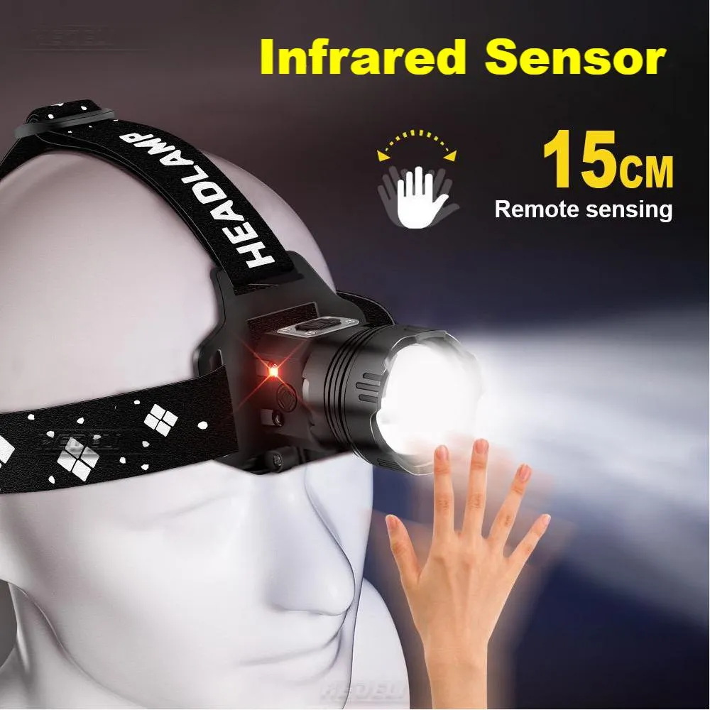 1000000 Lumens Ultra Powerful Headlight Rechargeable Outdoor Torch Flashlight
