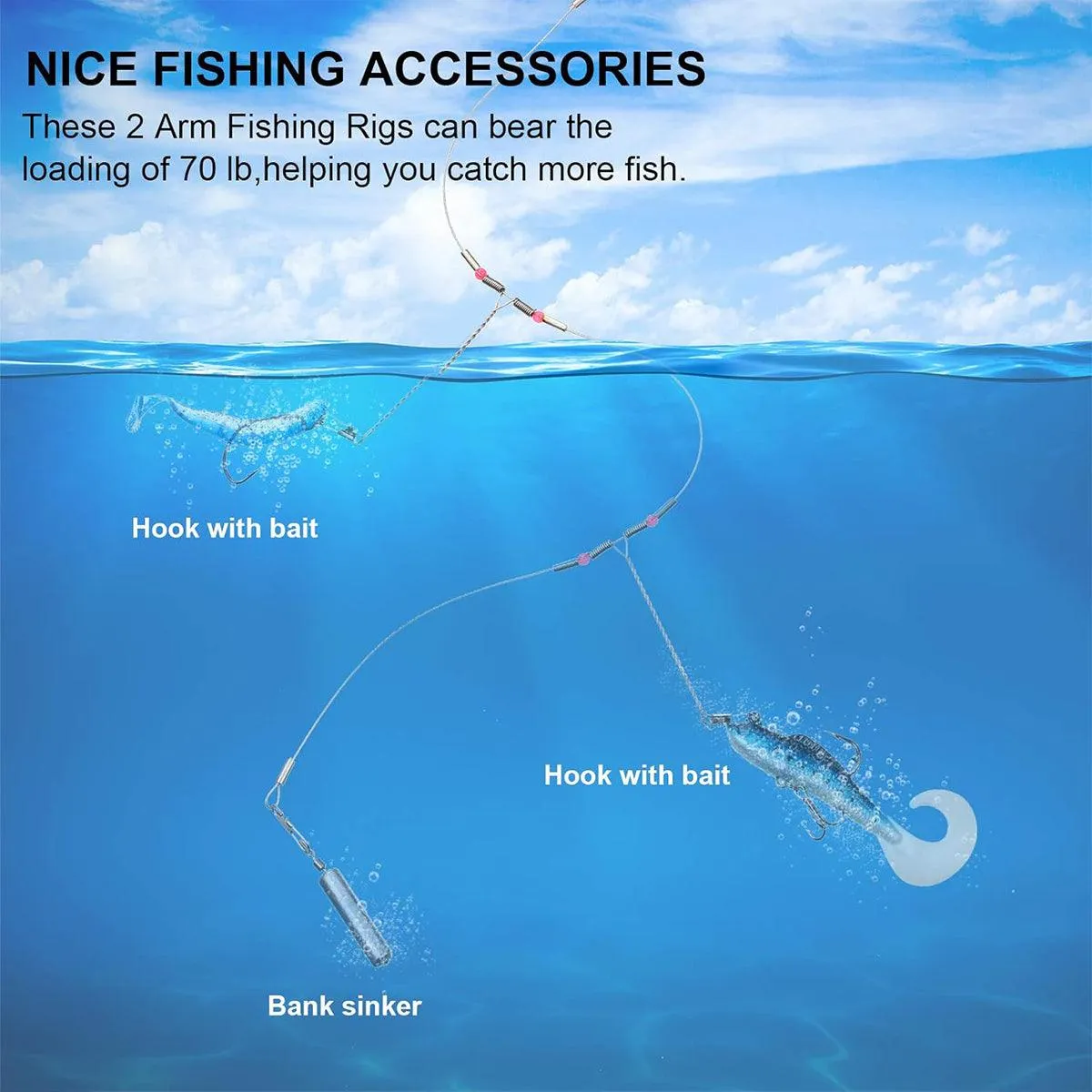 10PCS Wire Balance Hooks Anti Tangle Sea Fishing Rigs Accessories Tackle Set