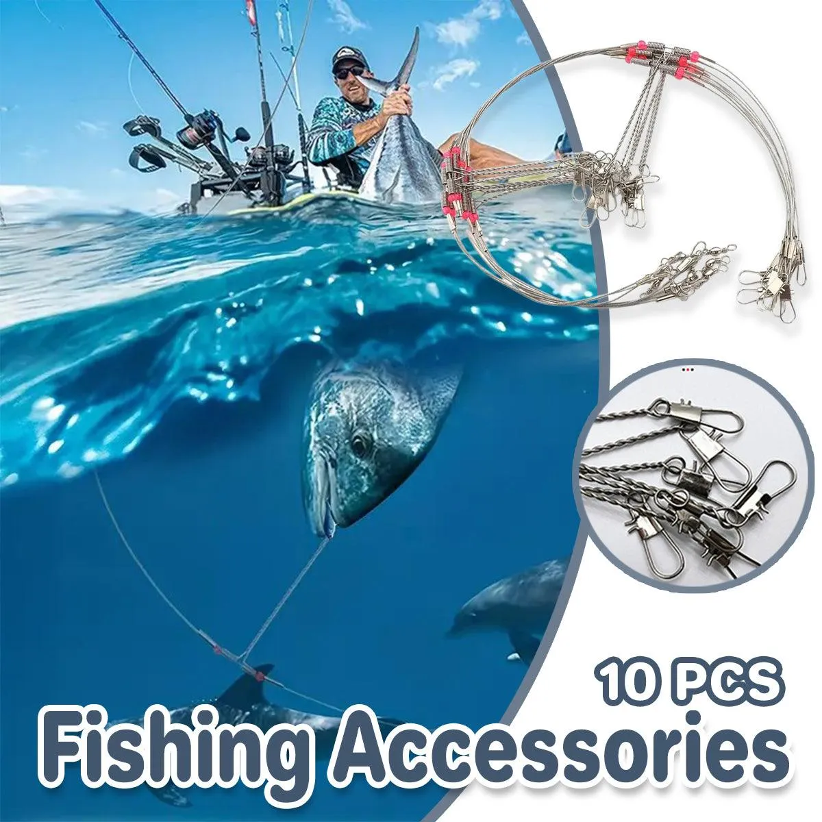 10PCS Wire Balance Hooks Anti Tangle Sea Fishing Rigs Accessories Tackle Set