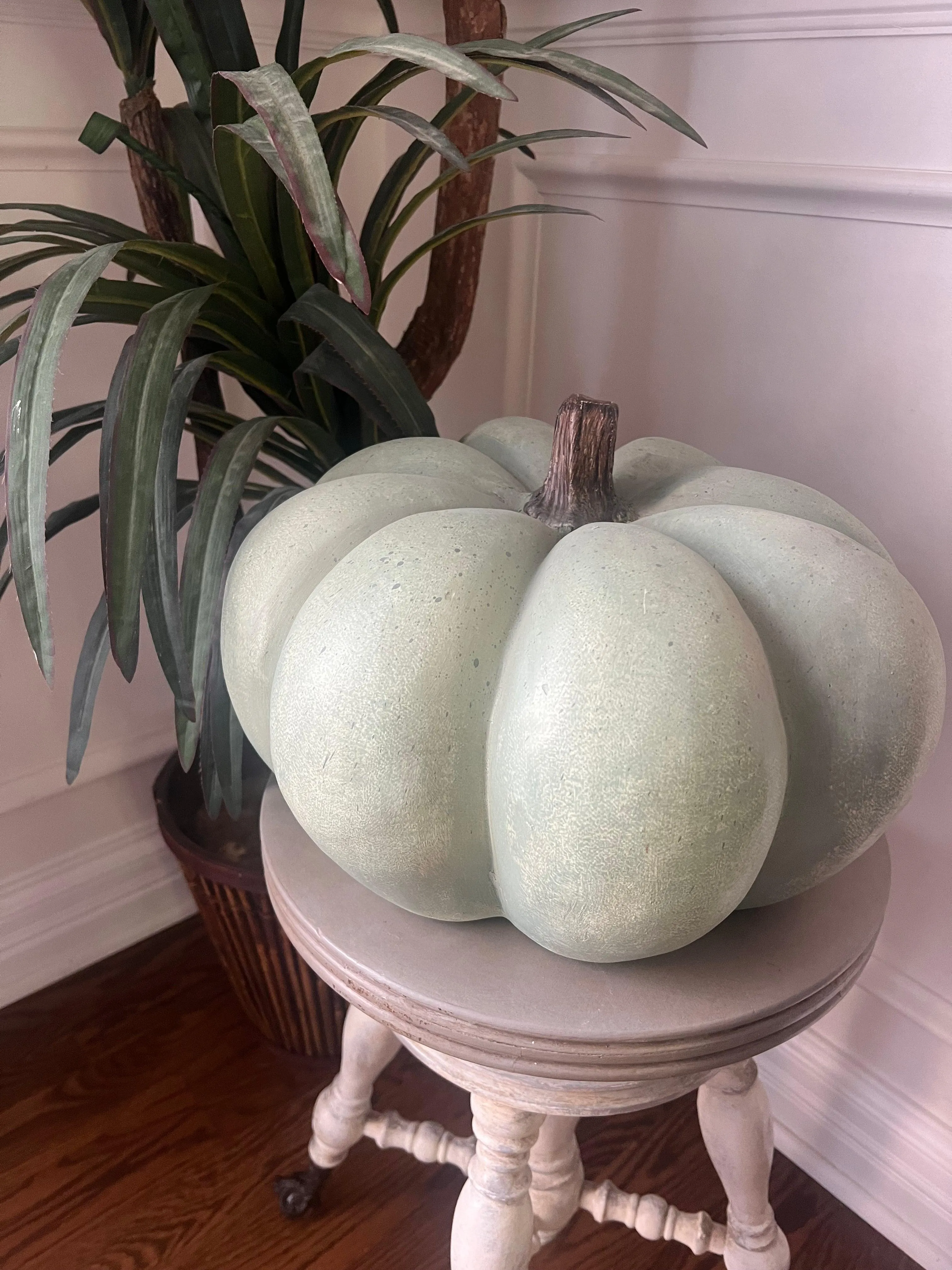 13" Sage Green Ceramic Pumpkin
