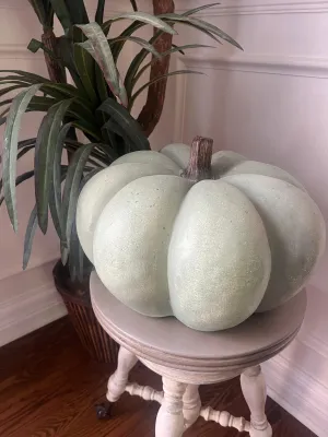 13" Sage Green Ceramic Pumpkin