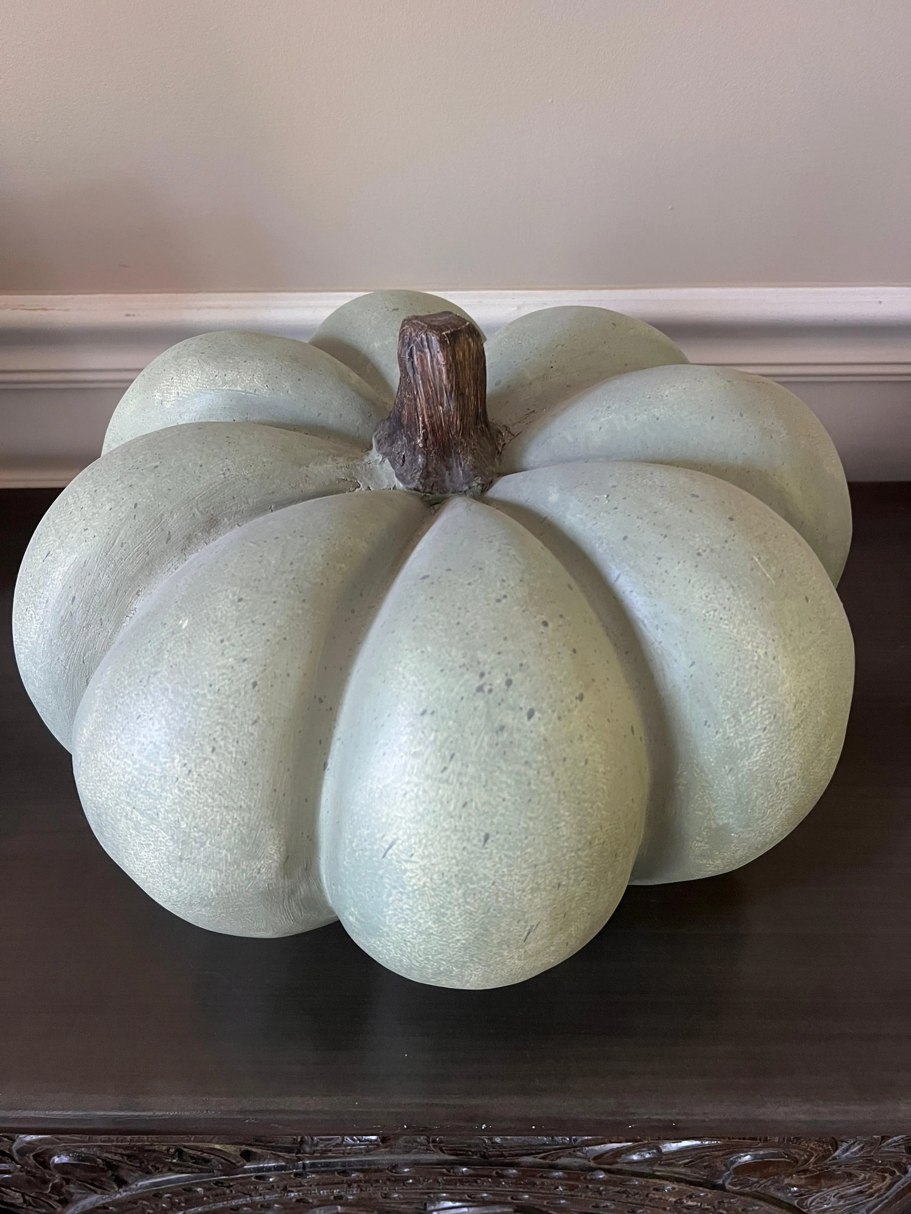 13" Sage Green Ceramic Pumpkin