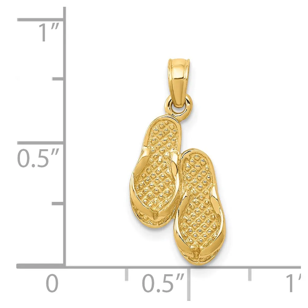 14k  3D Flip Flops Pendant
