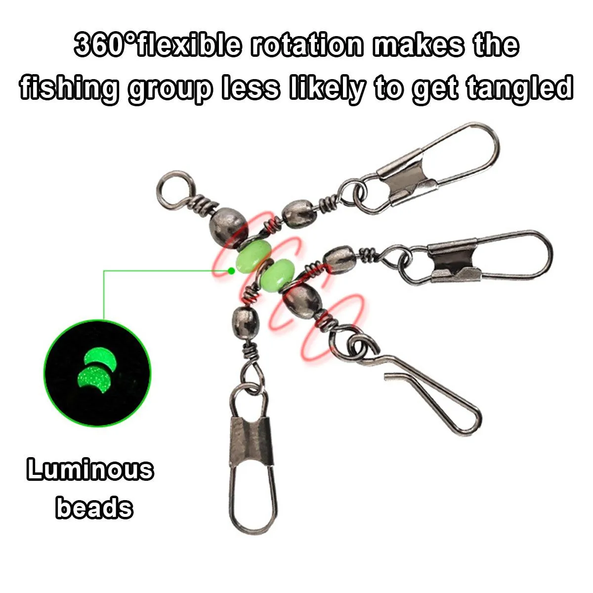 15pcs Wooden Shrimp Fishing Hooks Three Pronged Swivel Tackle Accessories Set
