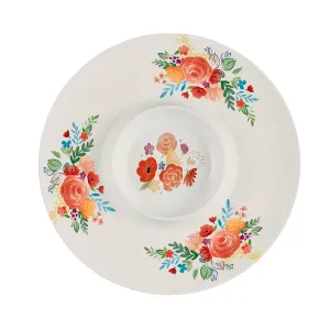 15" Melamine Chip and Dip Serveware, Floral Essence,2cn7022