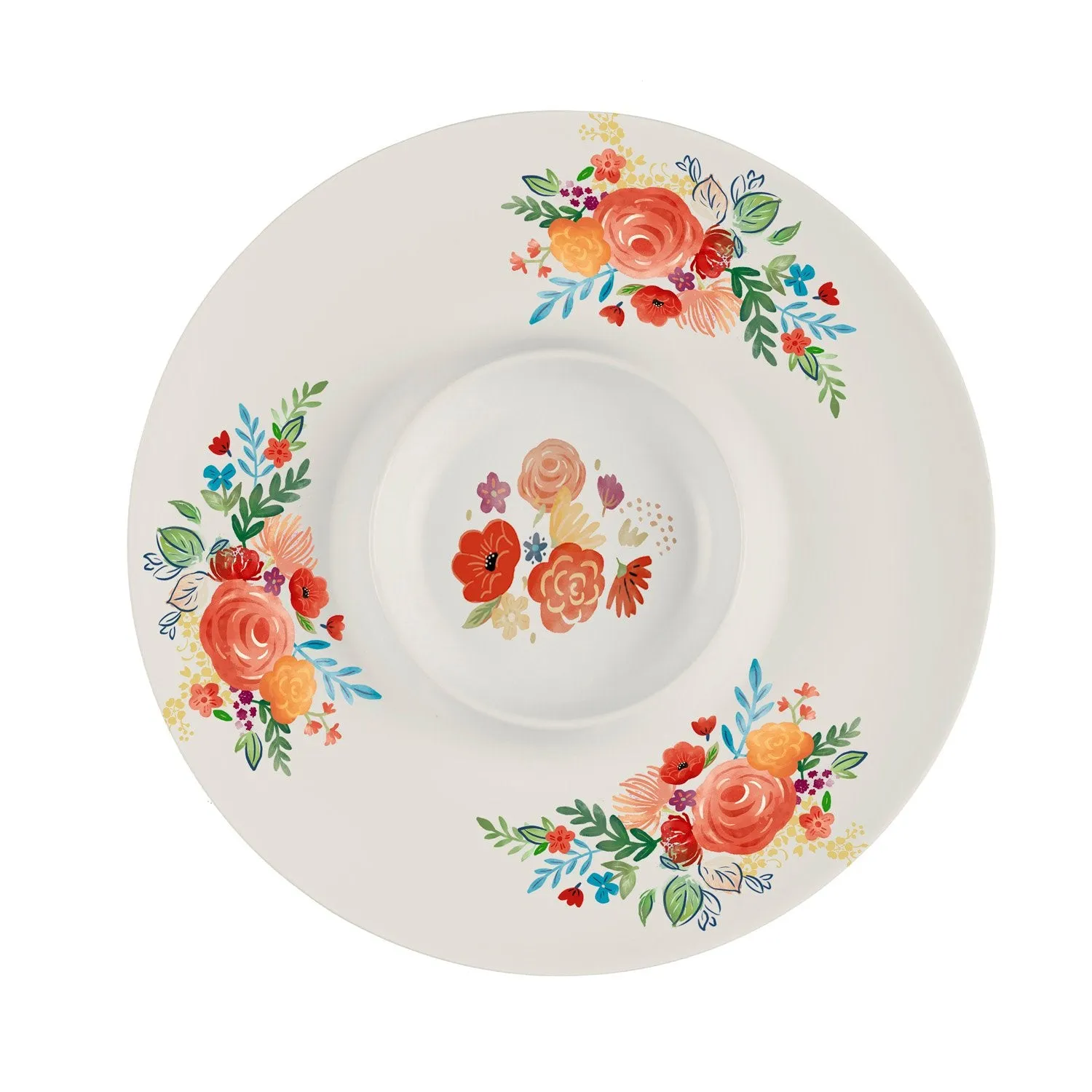 15" Melamine Chip and Dip Serveware, Floral Essence,2cn7022