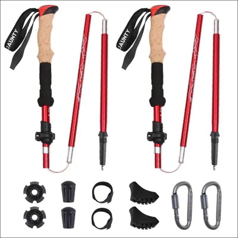2pcs hiking walking sticks aluminum alloy trekking pole ultralight camping hiking foldable nordic