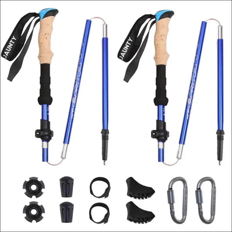 2pcs hiking walking sticks aluminum alloy trekking pole ultralight camping hiking foldable nordic