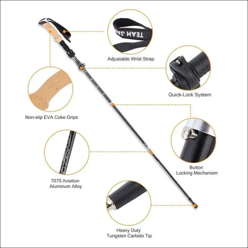 2pcs hiking walking sticks aluminum alloy trekking pole ultralight camping hiking foldable nordic