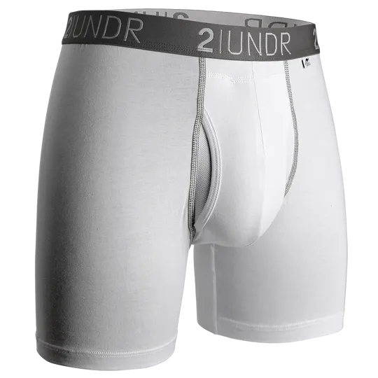 2UNDR - Swing Shift 6" Boxer Brief -  White/Grey
