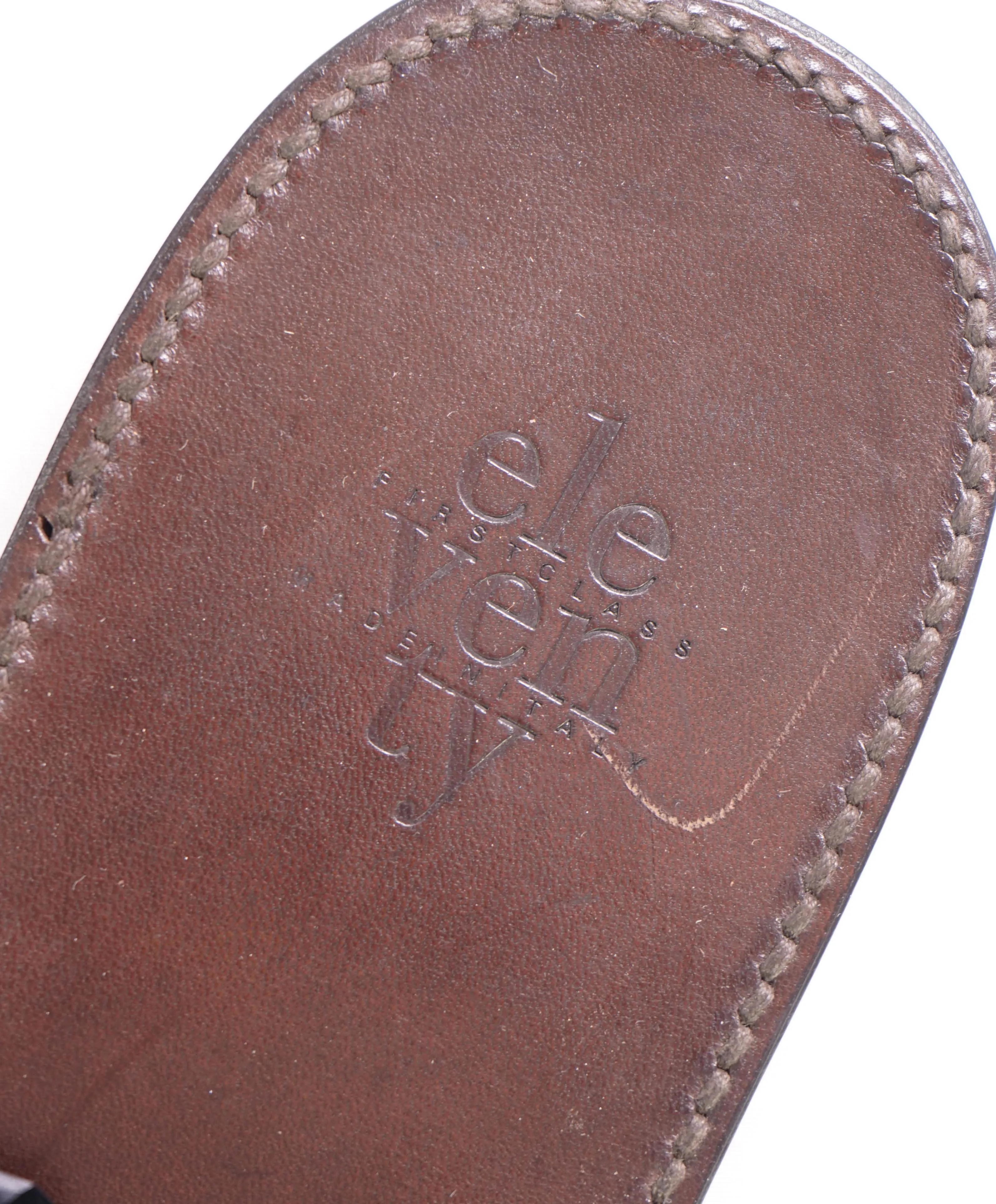 $395 ELEVENTY - Full Leather Brown Slide Sandals Made In Italy - 12 US (45EU)