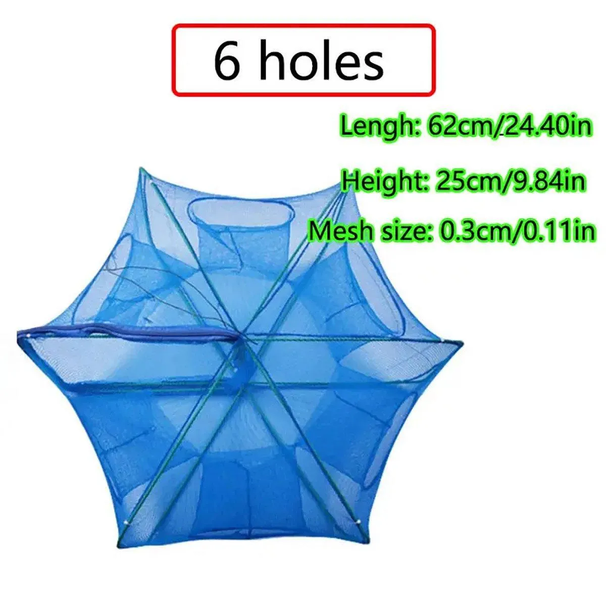 6/8/10 Holes Fishing Net Small Foldable Square Folding Shrimp Eel Lobster Trap