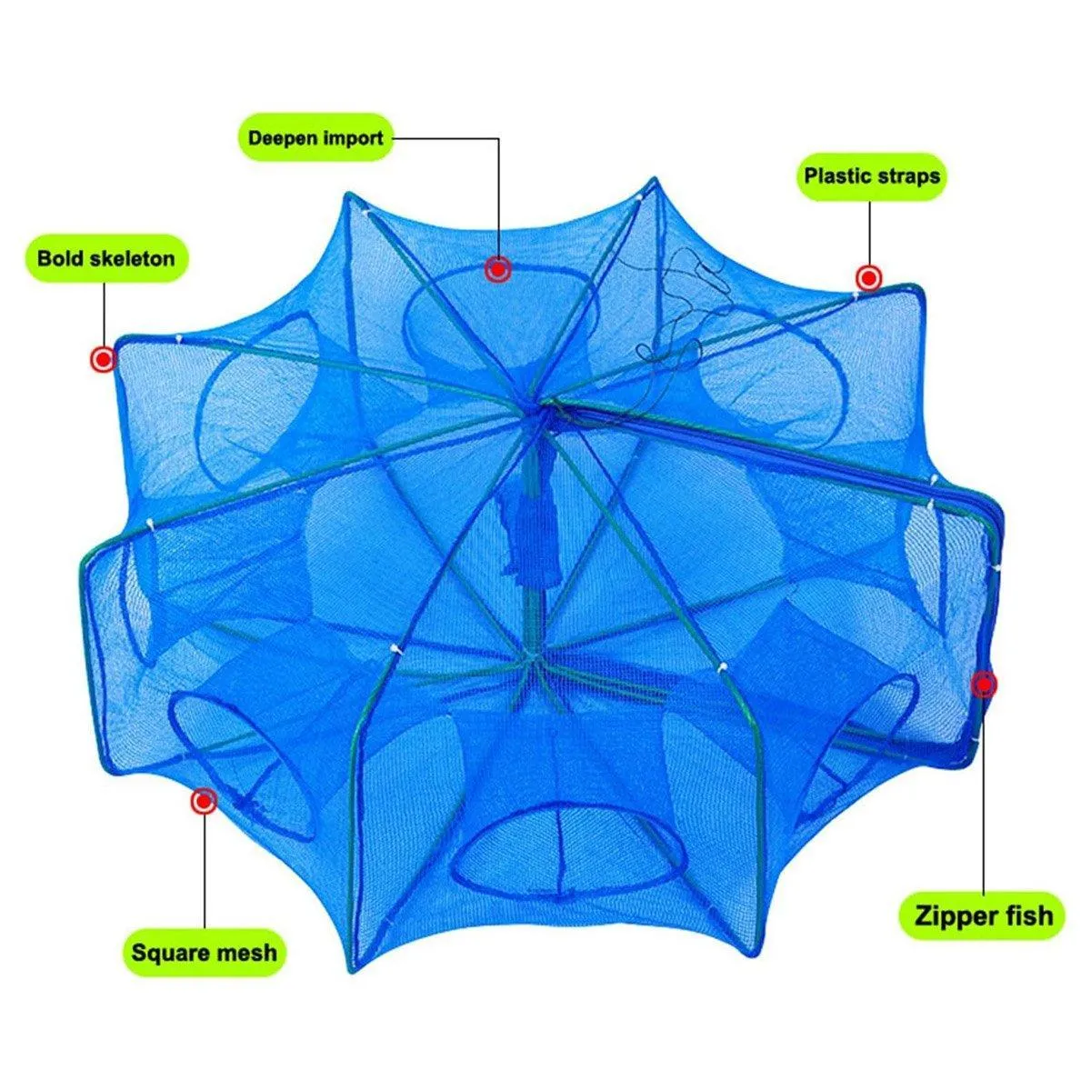 6/8/10 Holes Fishing Net Small Foldable Square Folding Shrimp Eel Lobster Trap