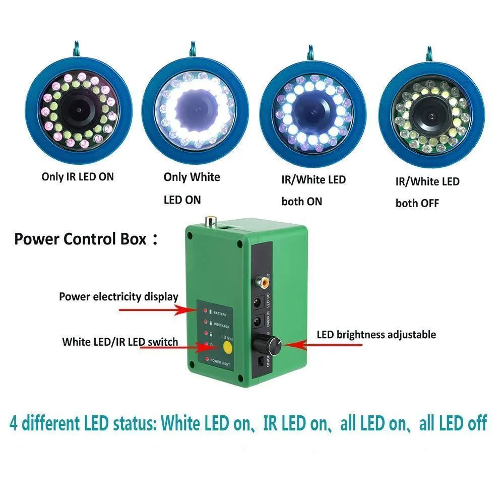 7" Fish Finder Fishing Camera  (15pcs White LEDs   15pcs Infra Red LED Light)