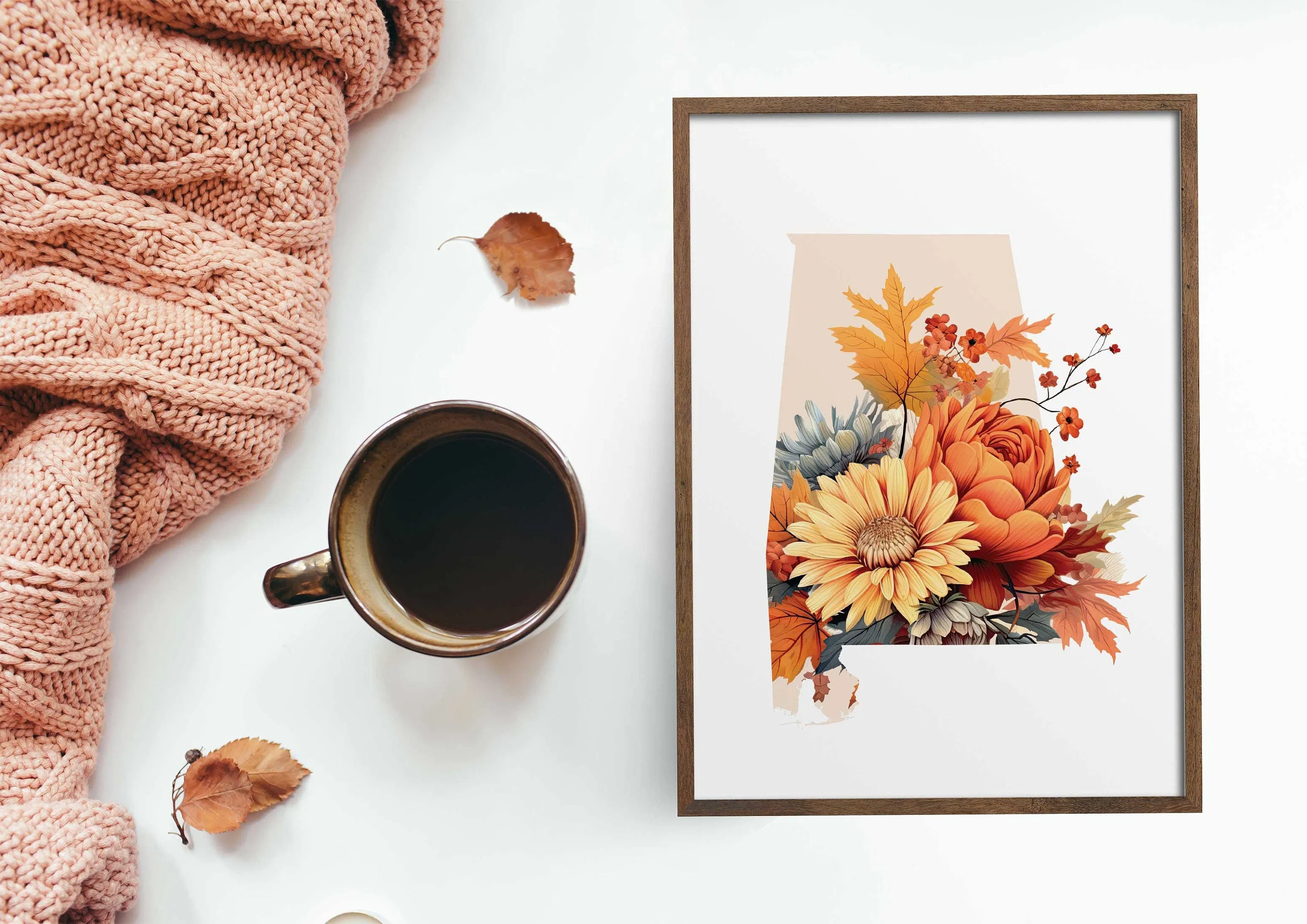 Alabama State Fall Wall Decor | Autumn Art Print | Southern Home Decor | Seasonal Alabama Decoration