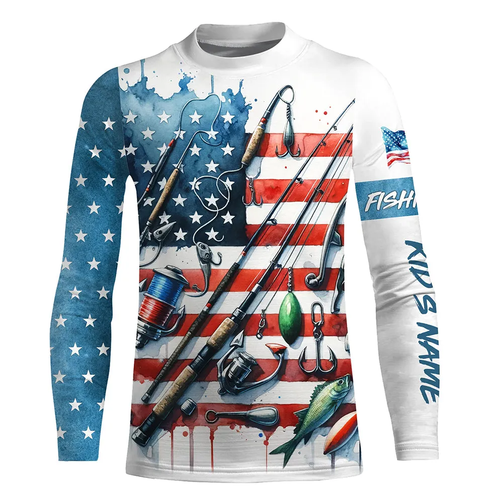 American Flag UV Protection Fishing Shirt Fishing Jersey For Kid A52