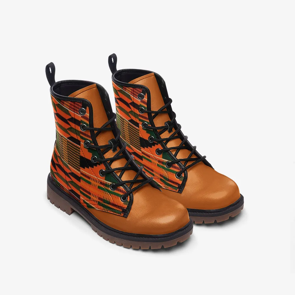 Amoke African Print Vegan Leather Combat boots