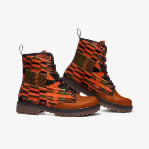 Amoke African Print Vegan Leather Combat boots