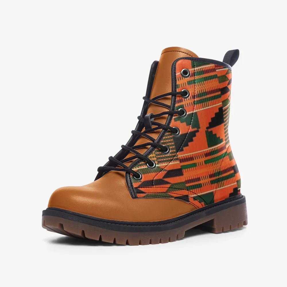 Amoke African Print Vegan Leather Combat boots