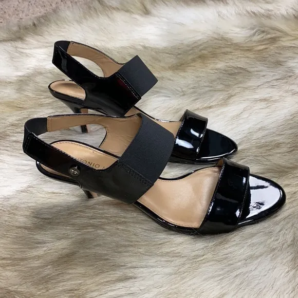 Antonio Melani Open-Toe Patent Leather Shoe, 8M