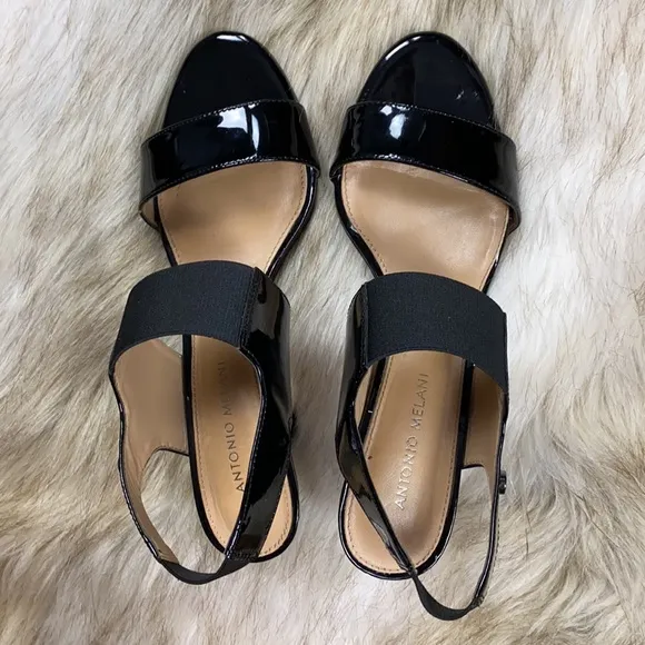 Antonio Melani Open-Toe Patent Leather Shoe, 8M