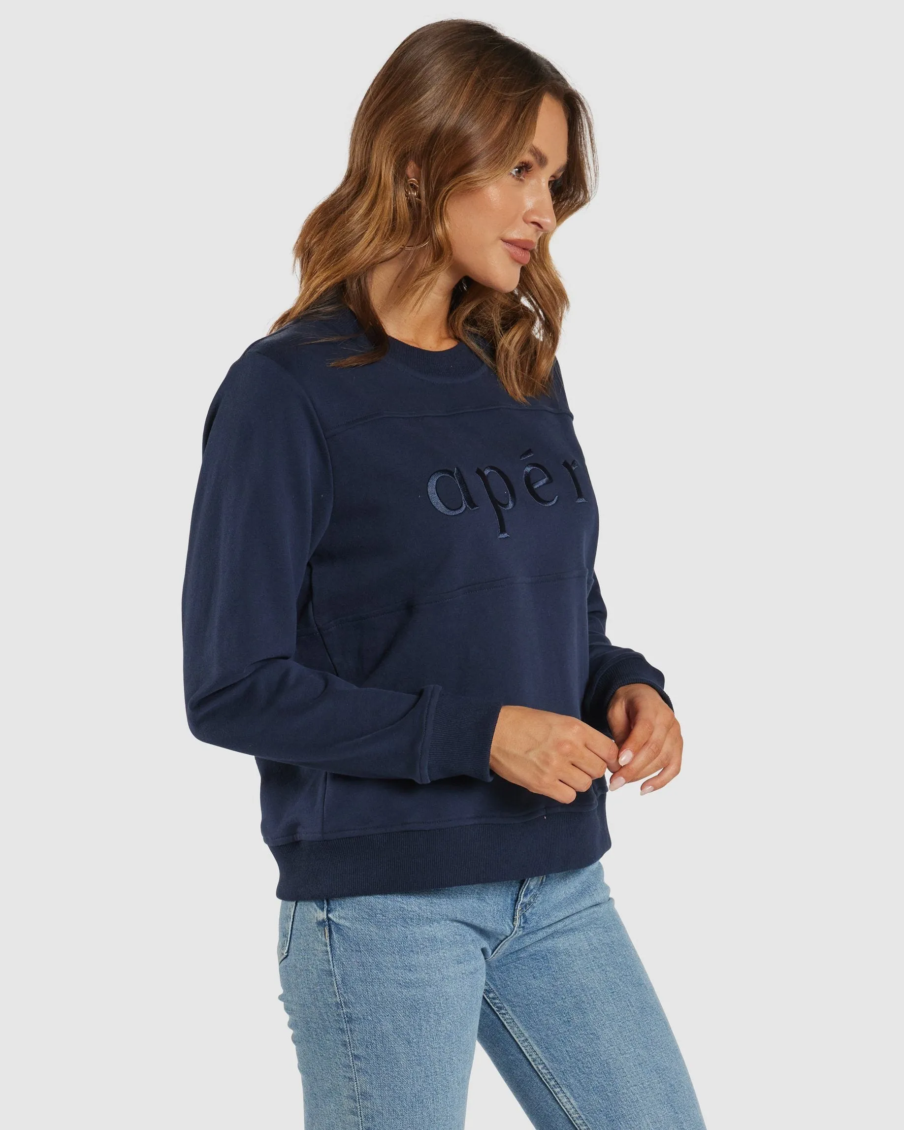 APERO Panel Embroidered Jumper - Navy