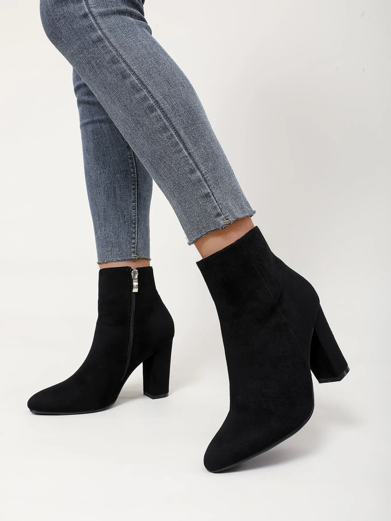 Apricot Women Ankle Boots, Fashion Short Boots, Winter High Heeled Thick Heel Boots