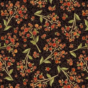 Autumn Forest Berry Sprig Black 30363j