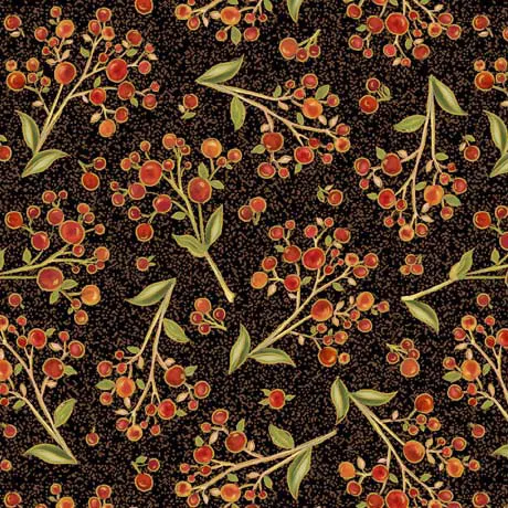 Autumn Forest Berry Sprig Black 30363j