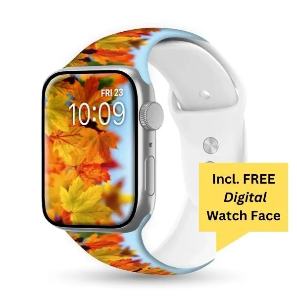 Autumn Glow Print | Silicone Watch Band for Apple Watch ®   Watch Face Incl.