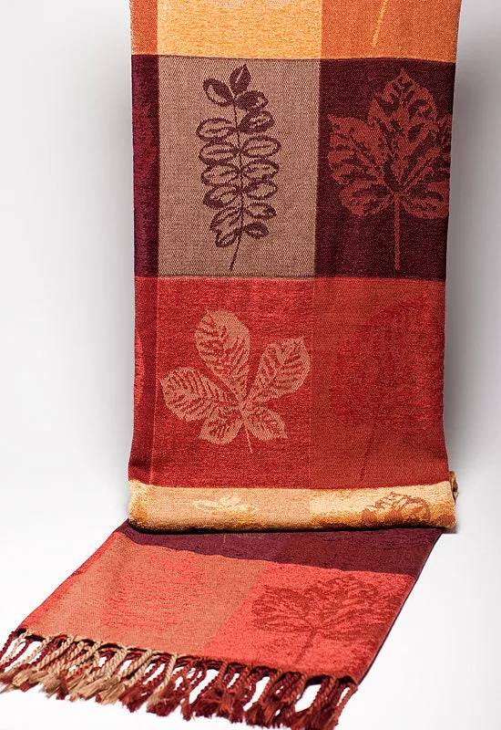 Autumn Leaves Mulberry Jacquard Throw