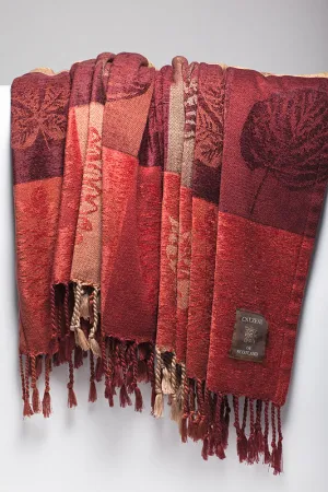 Autumn Leaves Mulberry Jacquard Throw