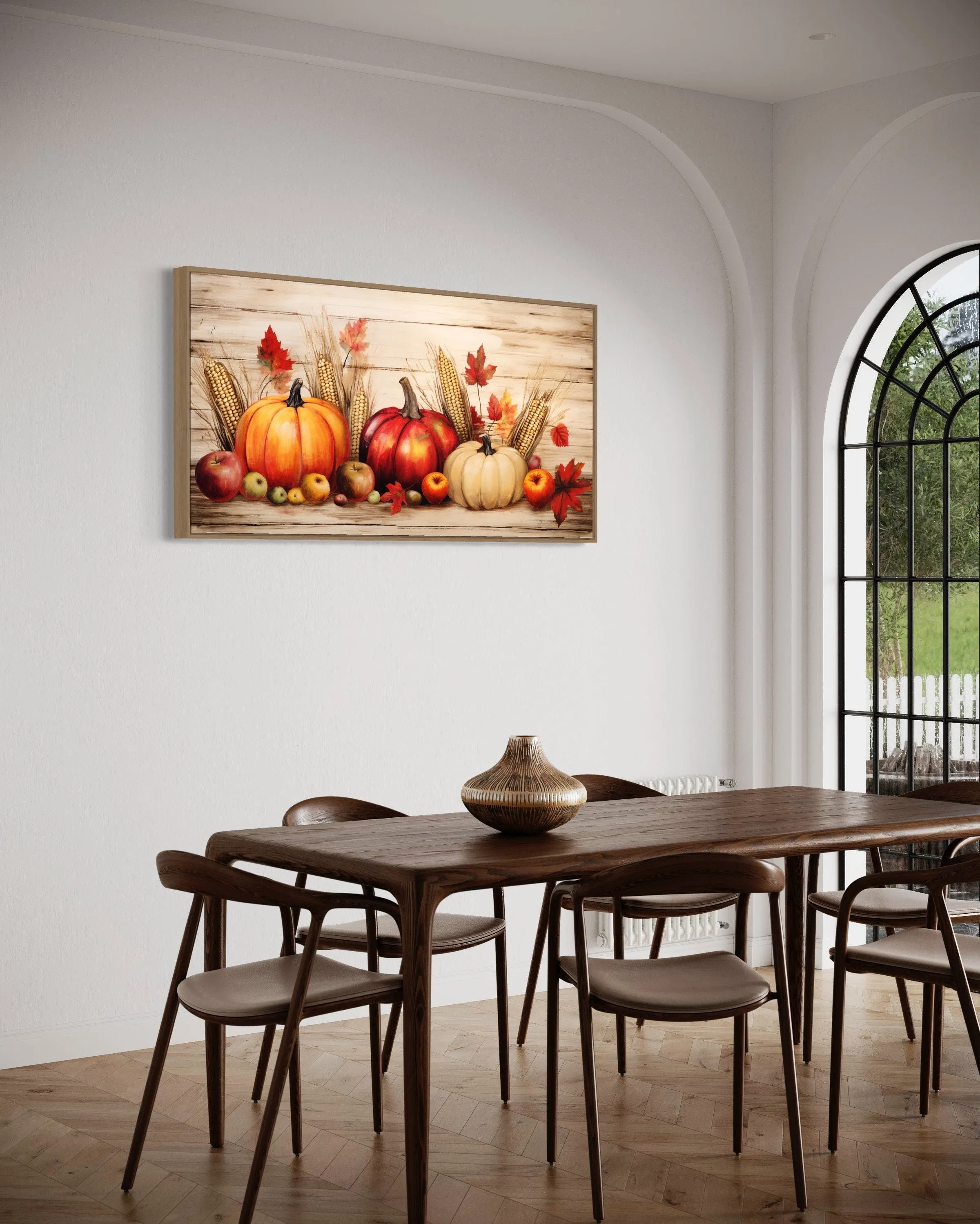 Autumn Pumpkins Apples Corn Harvest Farmhouse Kitchen Wall Art