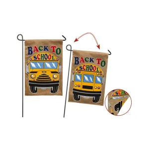 Back to School Bus Garden Burlap Flag,14b3430fb