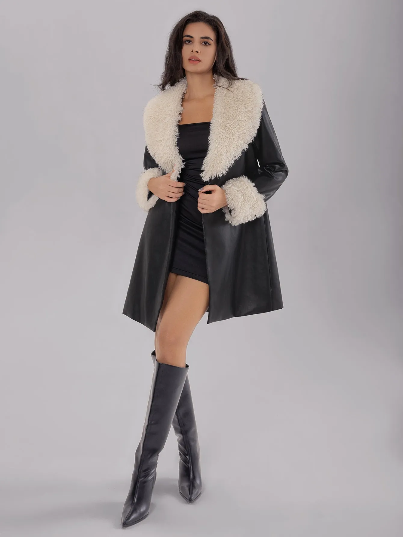 BAIN - Shearling-Lined Vegan Leather Coat
