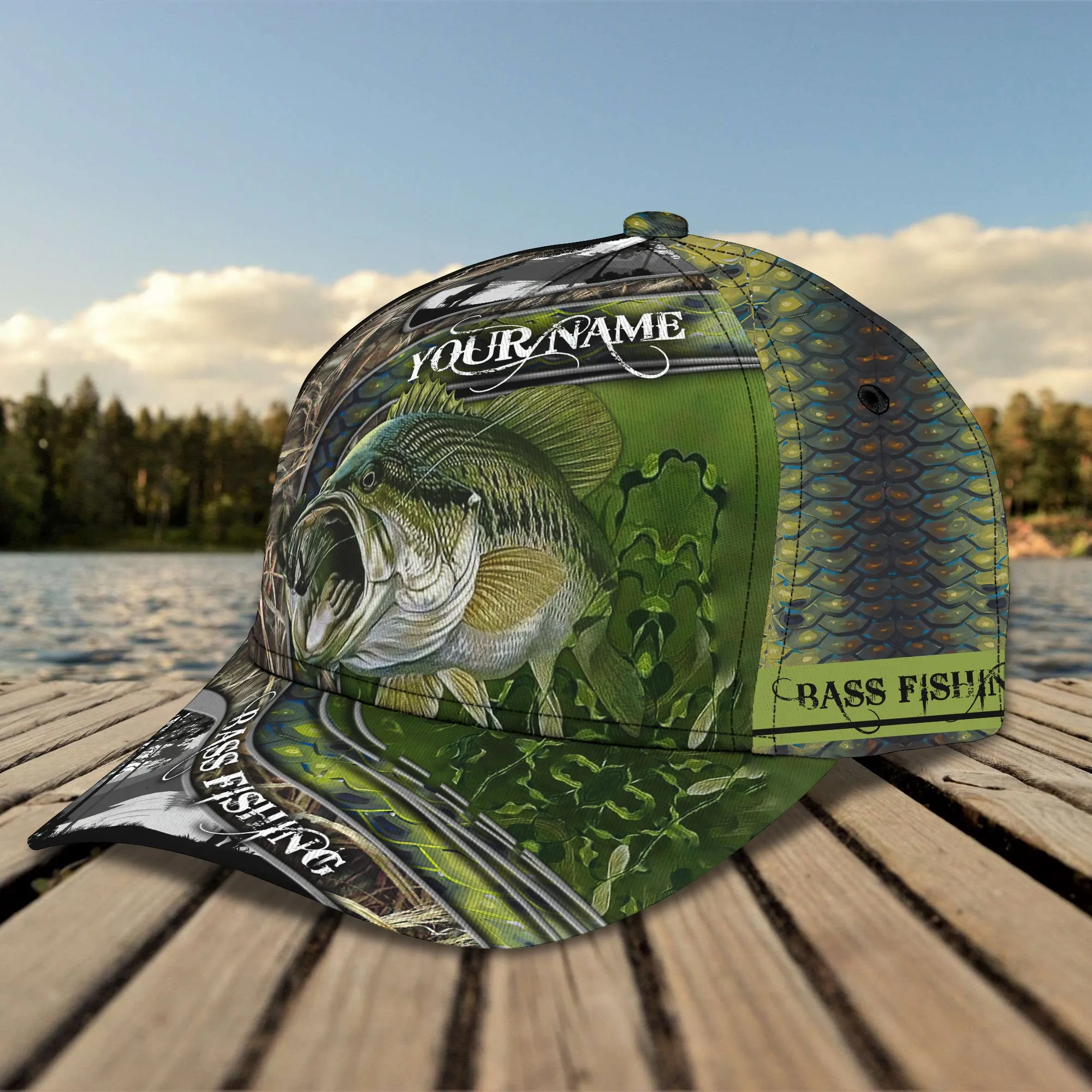 Bass Fishing 07- Personalized Name Cap - HN95