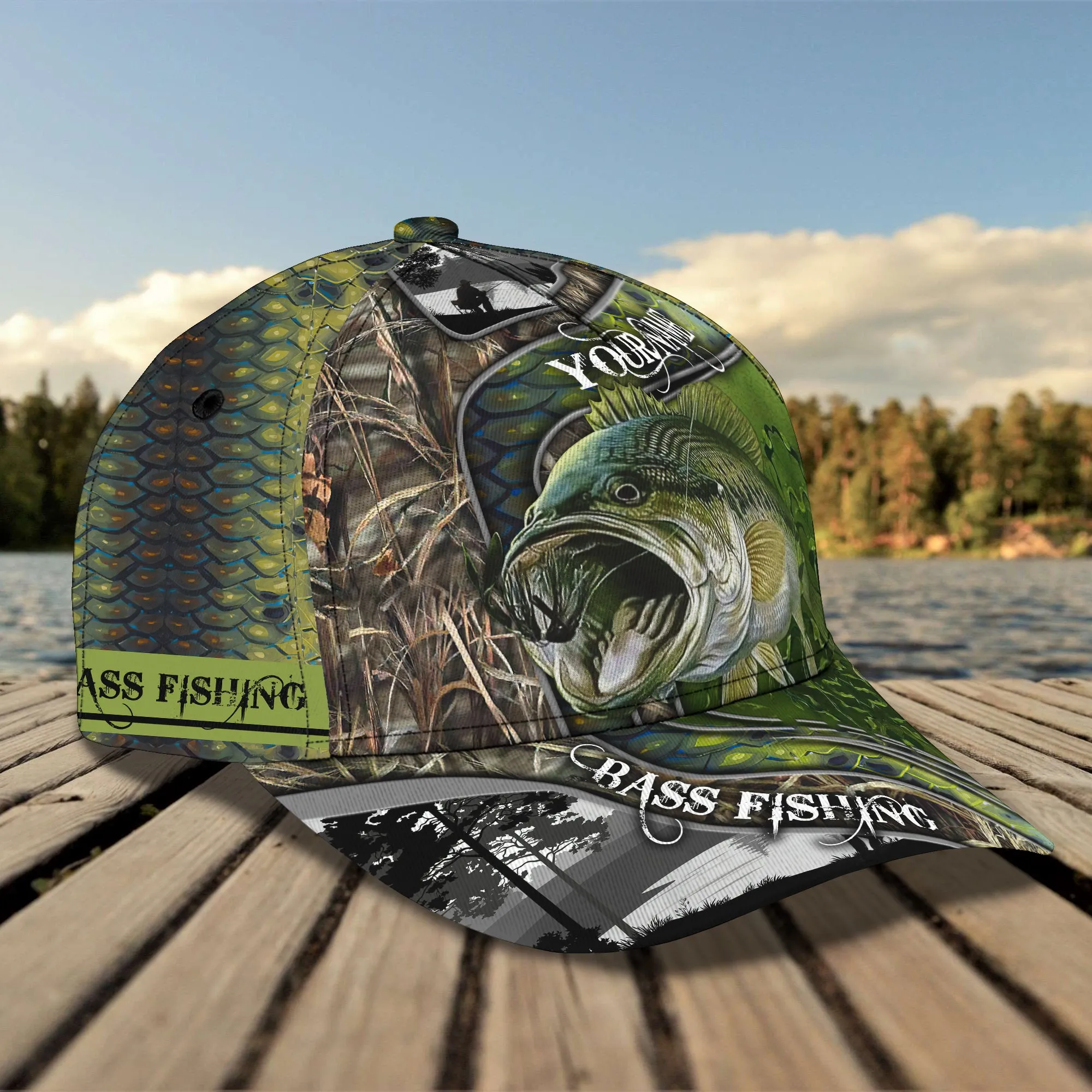 Bass Fishing 07- Personalized Name Cap - HN95