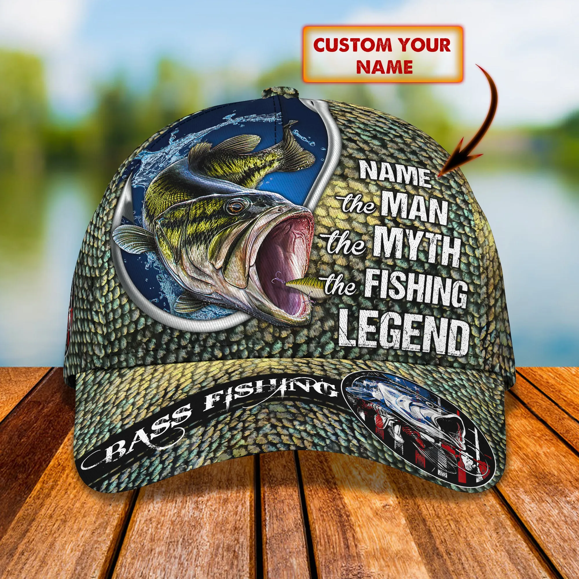Bass Fishing - Personalized Name Cap - Co98