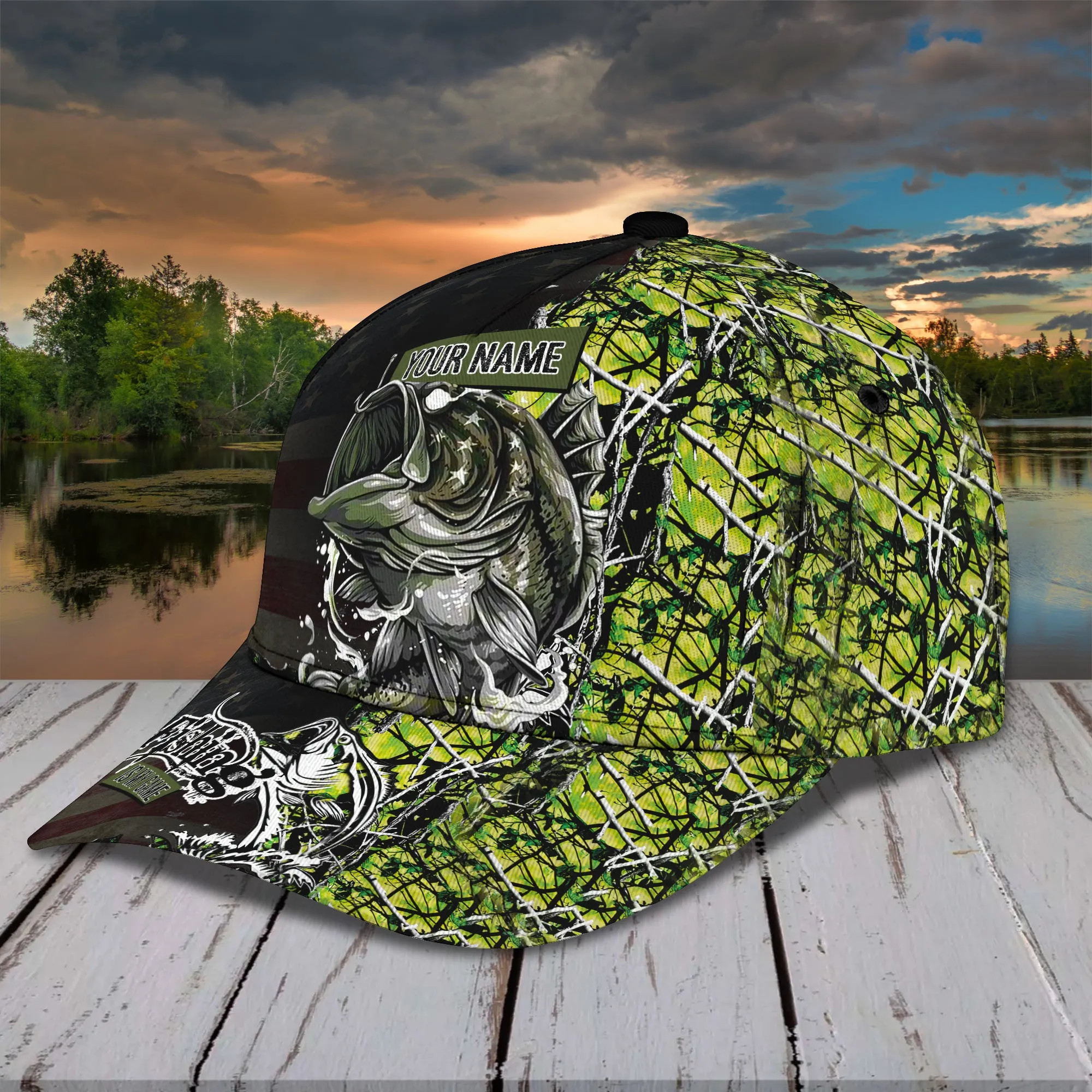 Bass Fishing - Personalized Name Cap - Nmd 48