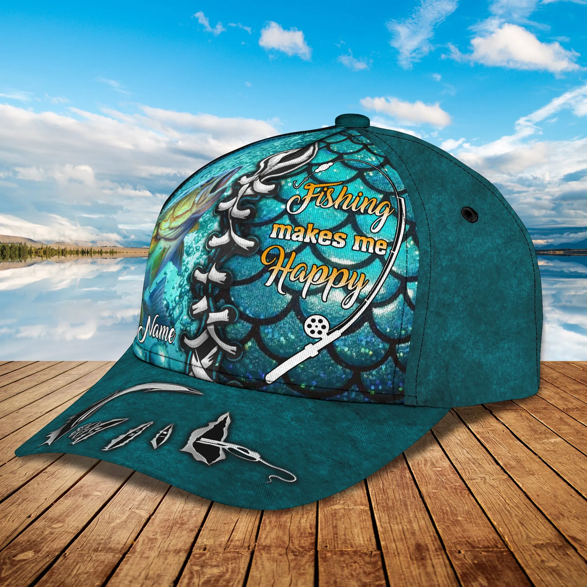 Bass Fishing - Personalized Name Cap - Tra96