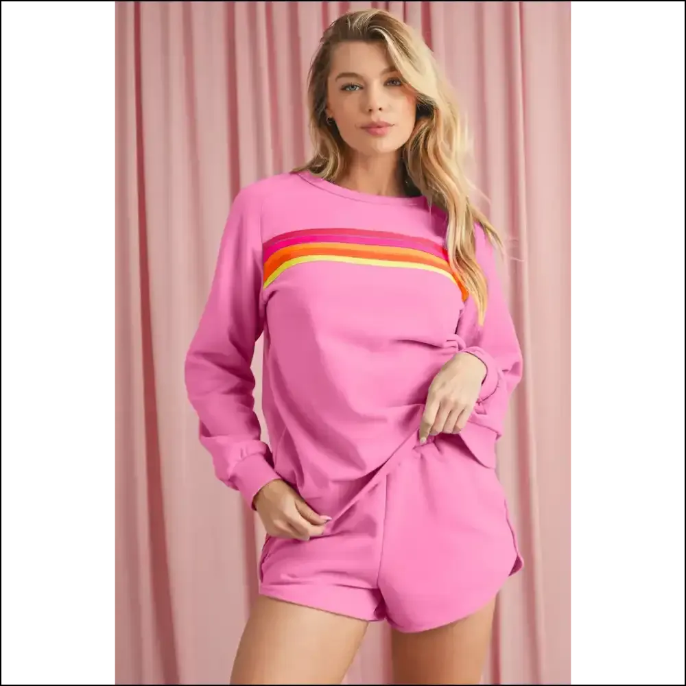 Beau Blue Colorful Striped Shorts Set: Dress Like you Actually have Plans  😜