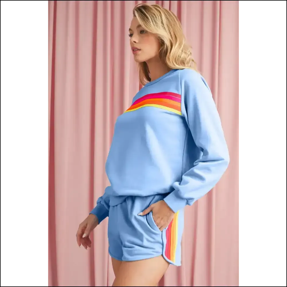 Beau Blue Colorful Striped Shorts Set: Dress Like you Actually have Plans  😜
