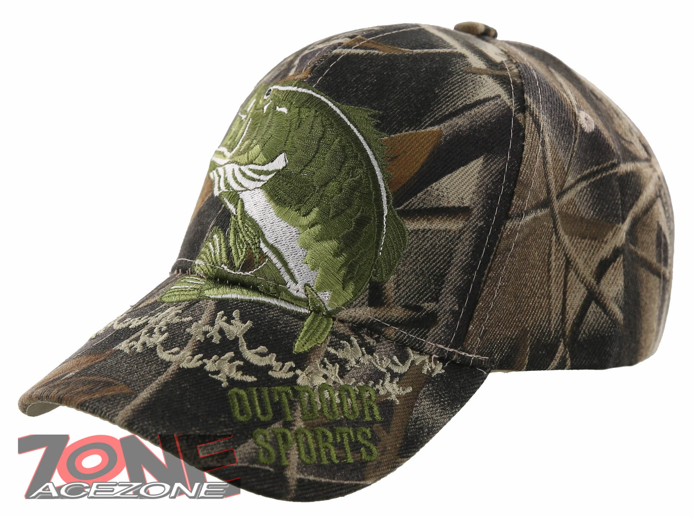 BIG BASS FISHING OUTDOOR SPORTS CAP HAT FOREST CAMO