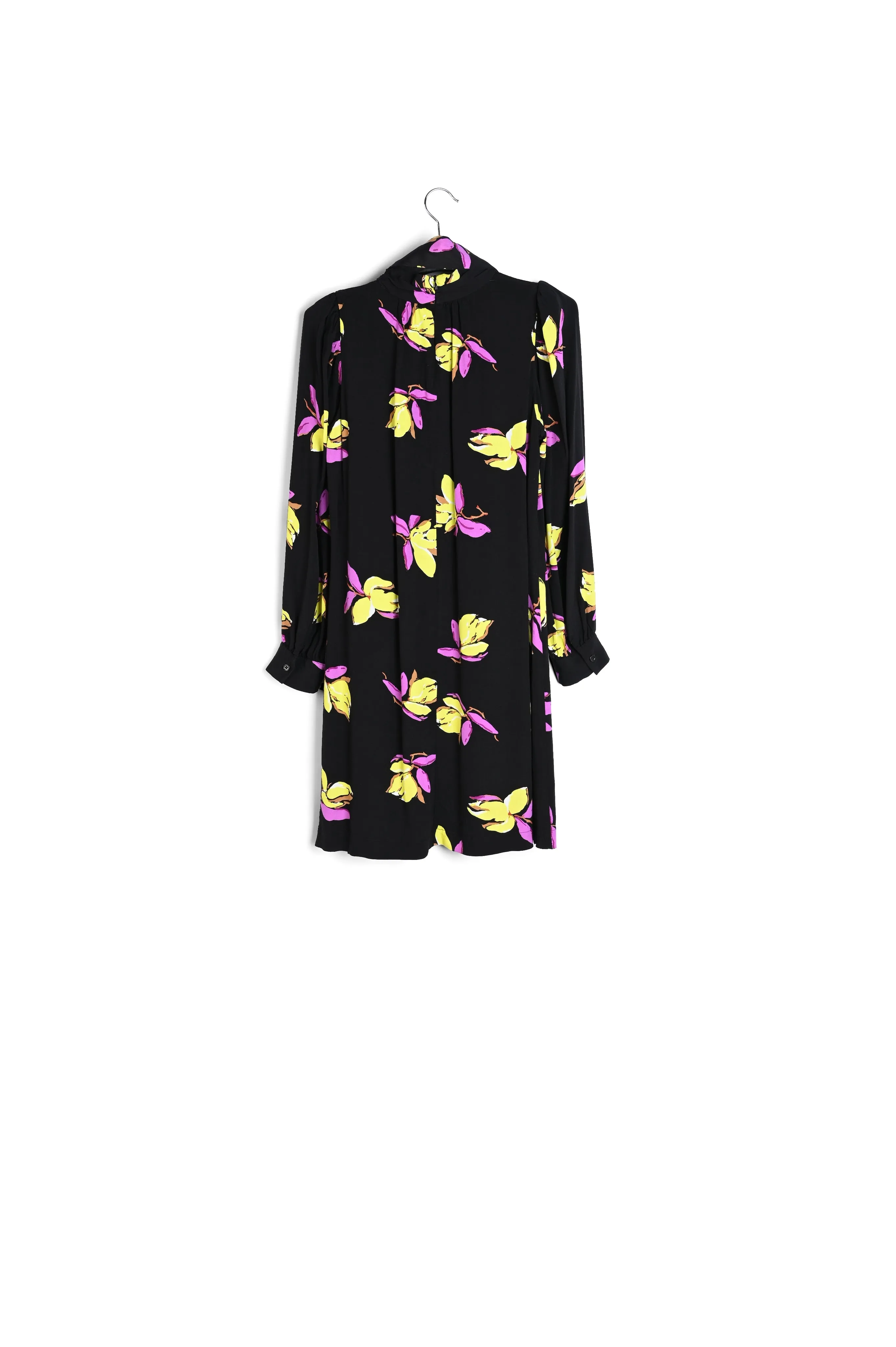 Black floral-printed mini dress