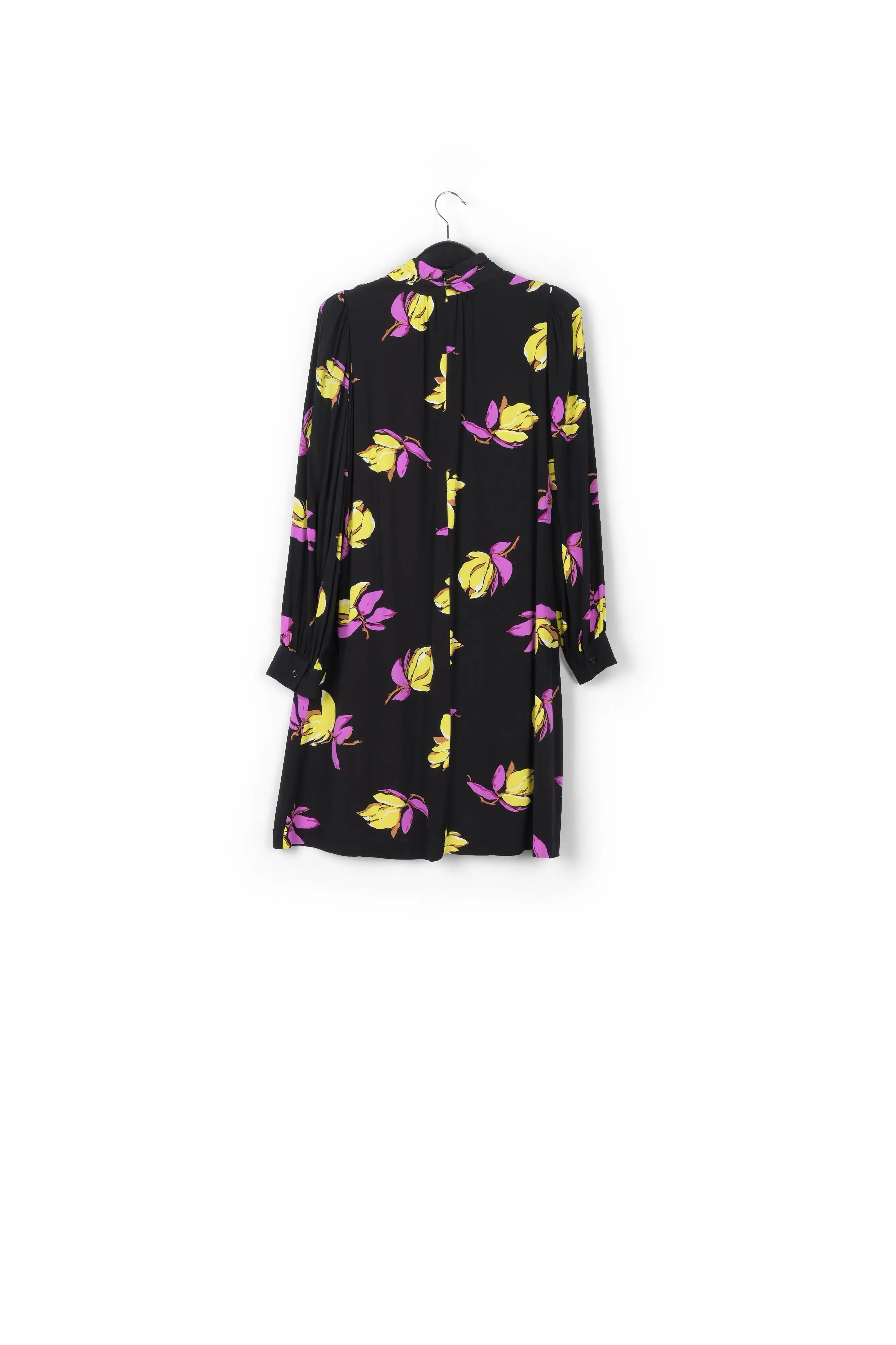 Black floral-printed mini dress