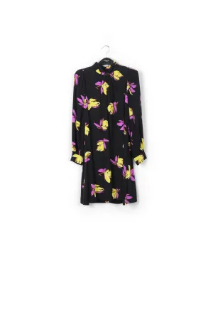 Black floral-printed mini dress
