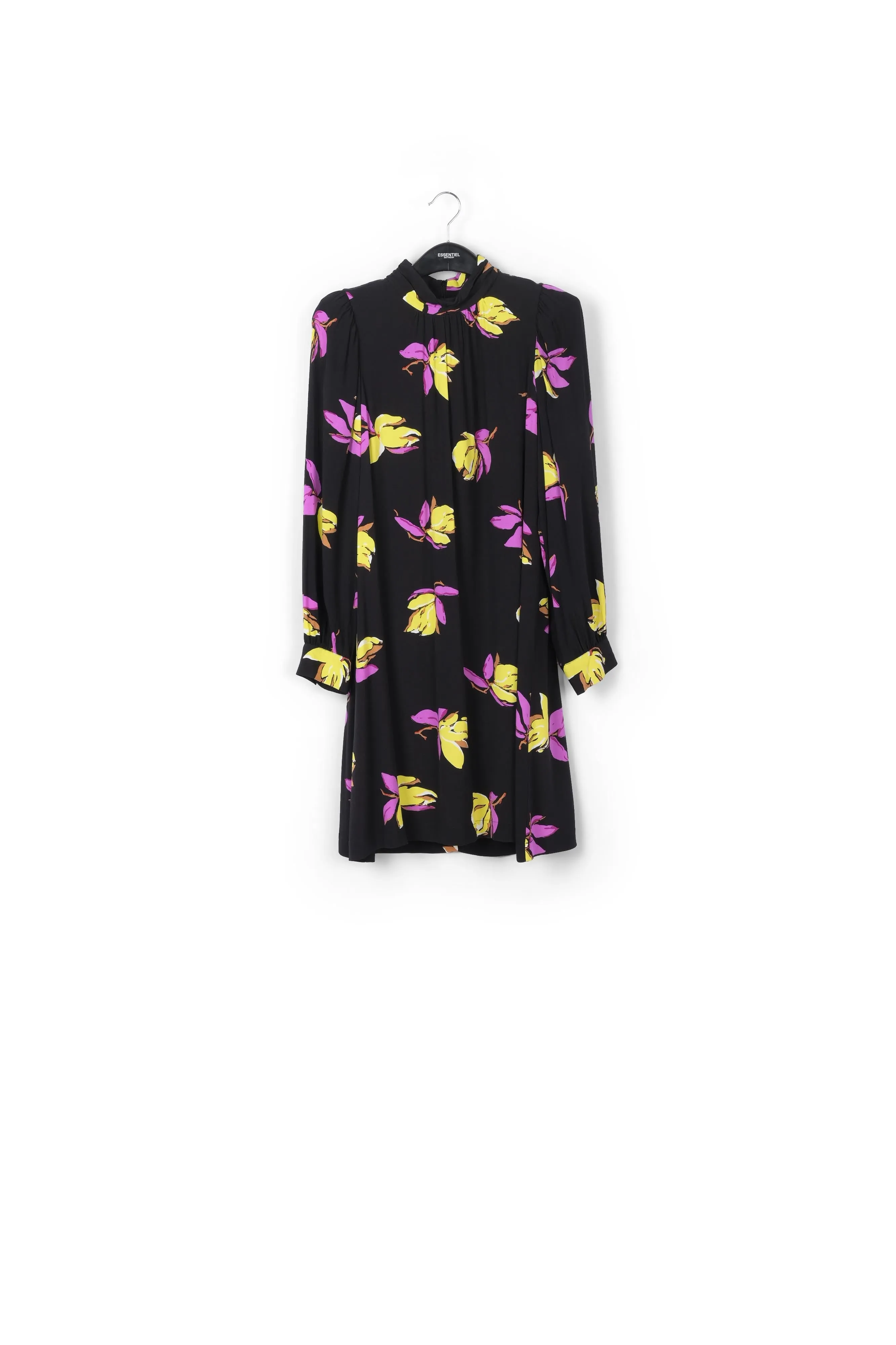 Black floral-printed mini dress