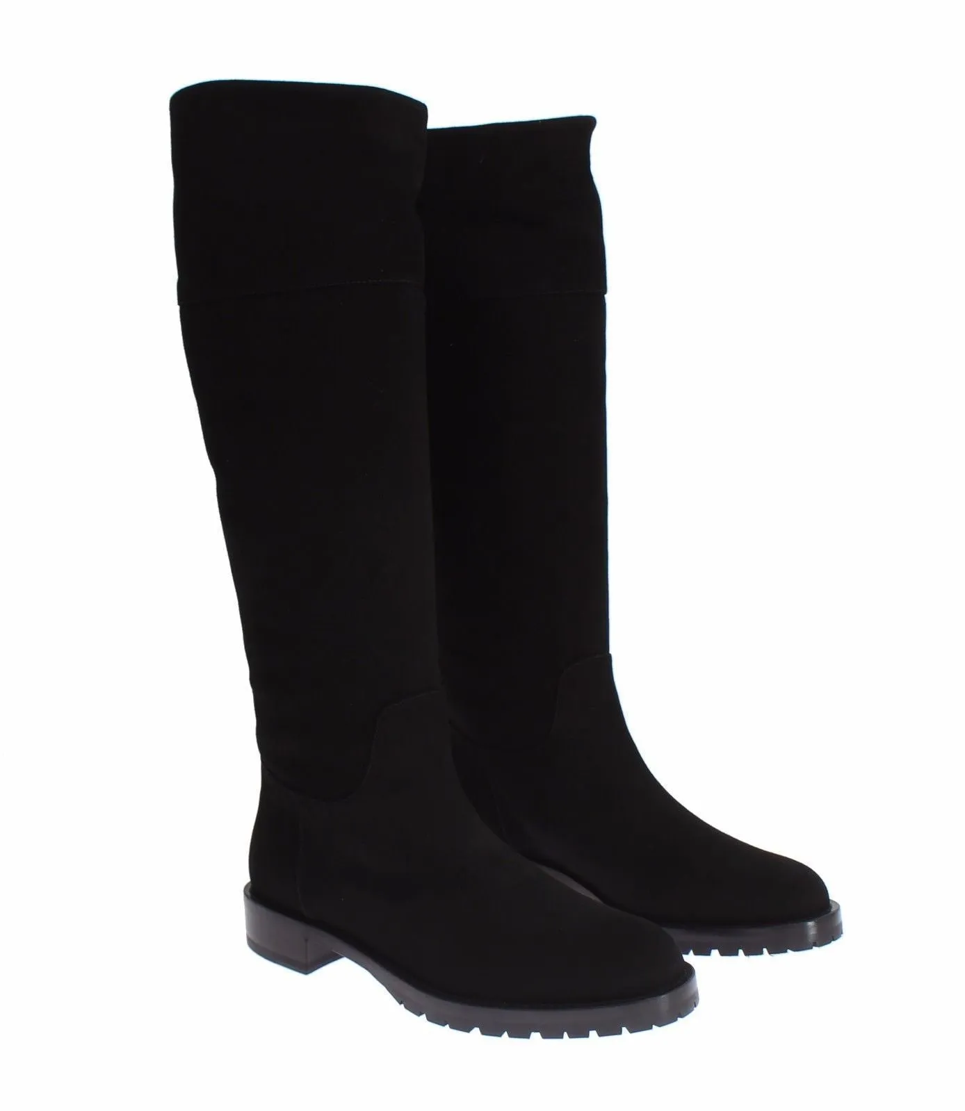 Black Suede Goatskin Flat Boots