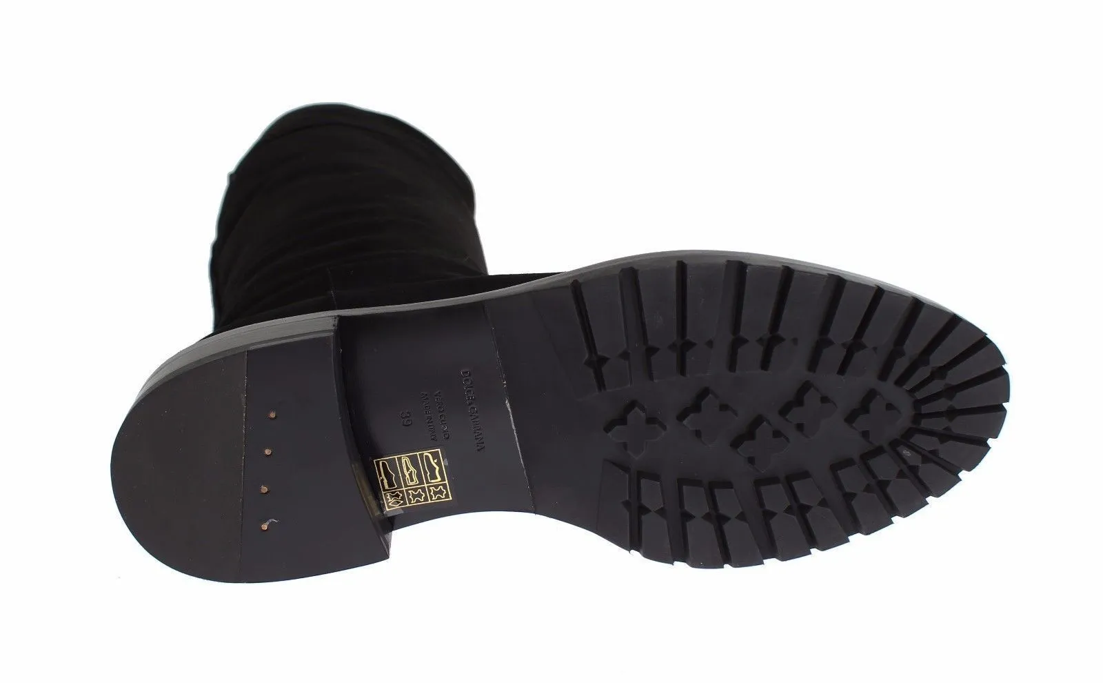 Black Suede Goatskin Flat Boots